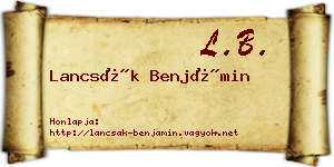 Lancsák Benjámin névjegykártya
