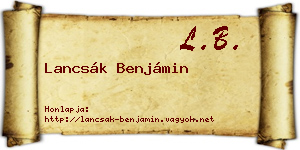Lancsák Benjámin névjegykártya